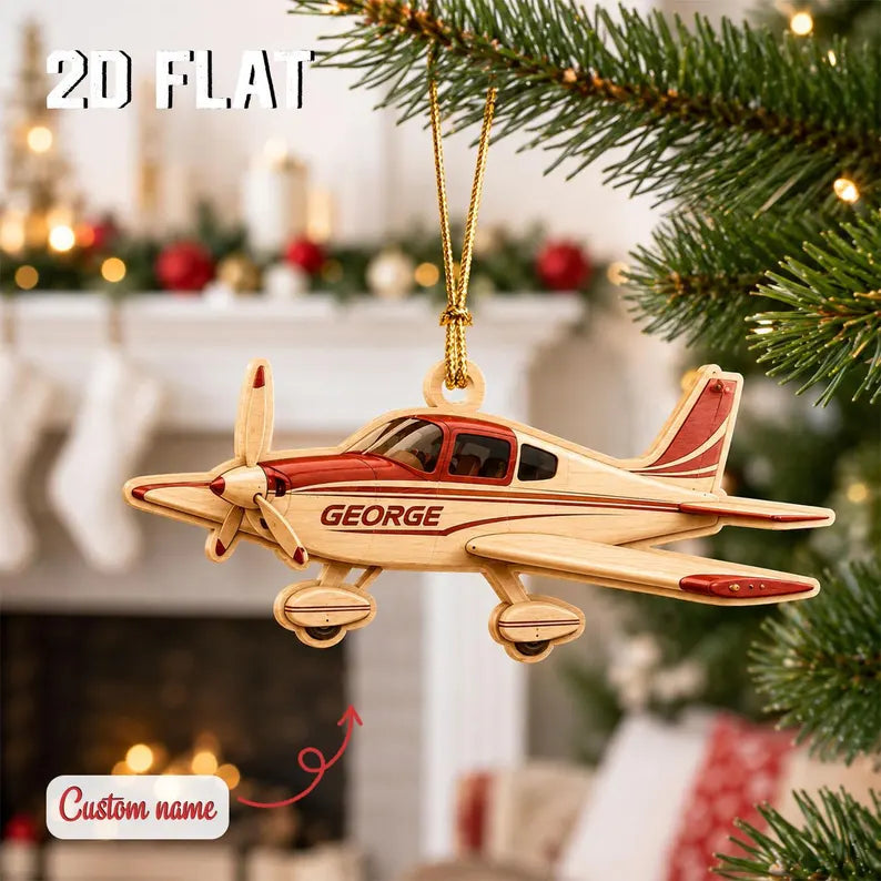 Personalized Airplane Ornament, Custom Pilot Christmas Gift, Wooden Aircraft Name Ornament, Aviation Gift for Pilot or Flight Instructor	COPETAL37