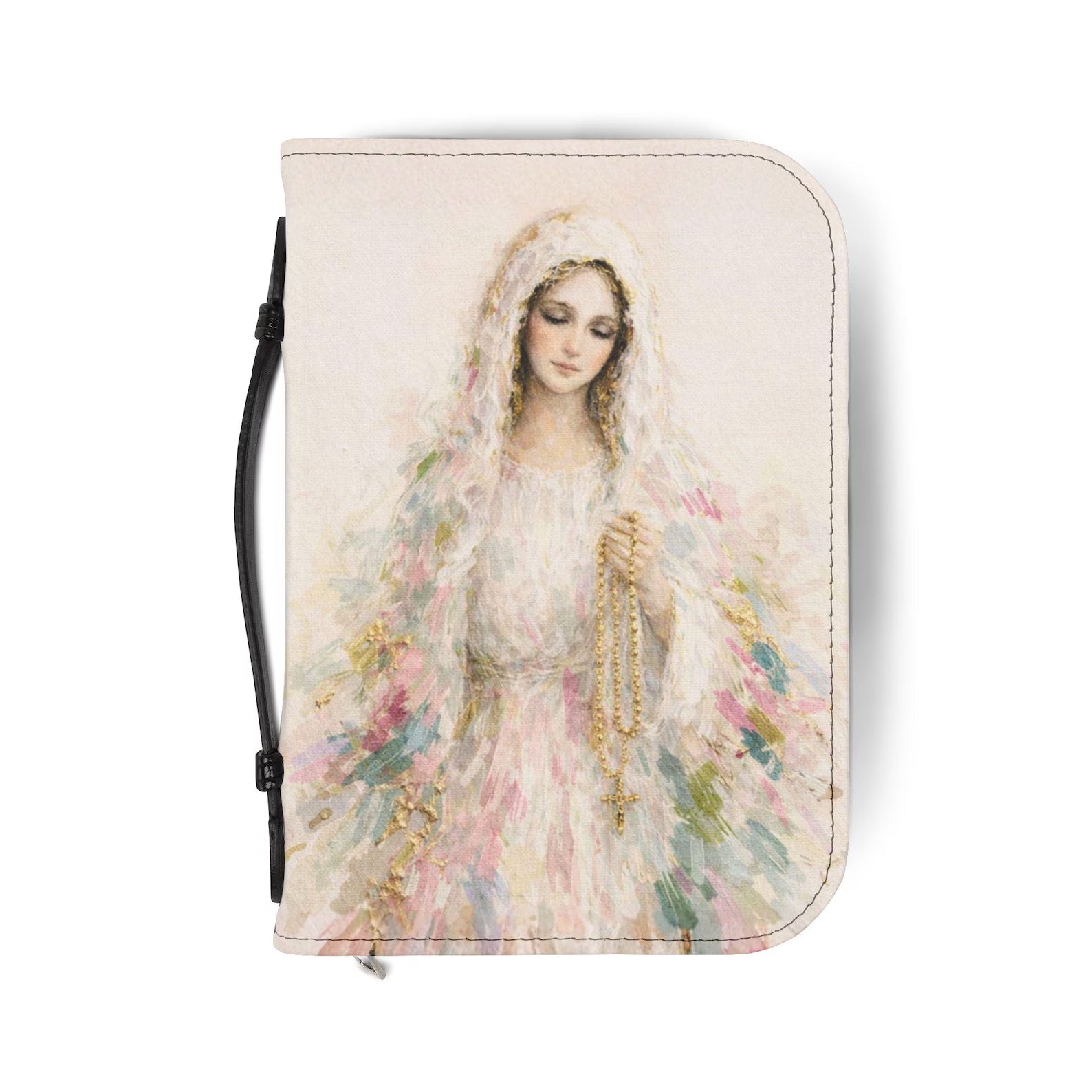 Mary Portrait Bible Cover | Illustrated Mary Art, Religious Scripture Protector. BCPETAL17