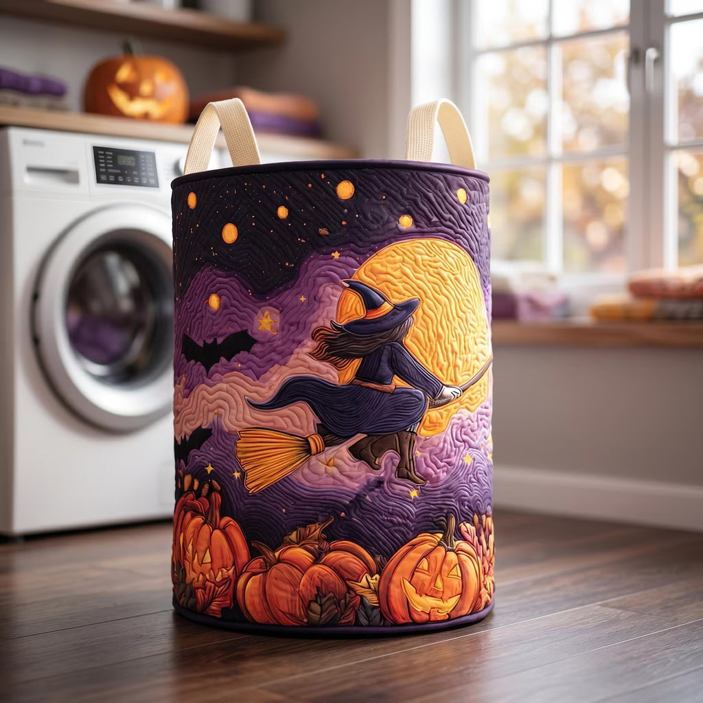 Witching Hour Laundry Basket, Spooky Witchy Home Decor, Funny Laundry Room Organizer, Halloween Gift, Housewarming Gift, Mother's Day Gift. HLWLBPETAL13