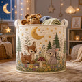 Quilted Nursery Laundry Basket, Animal Toy Storage Bin, Forest Ocean Nursery Decor, Unique Baby Shower Gift, Large Fabric Organizer Basket	LBPETAL158