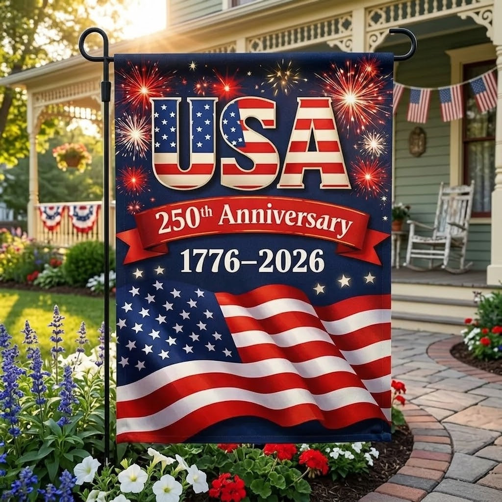 America 250th Anniversary Garden Flag, 1776-2026 Patriotic Eagle Flag, Custom Family Yard Decor. GFPETAL05