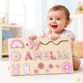 Custom Baby Girl Name Puzzle, Wooden Montessori Toys, Christmas Gifts for Toddlers, 1 year old gifts, Personalized 1st Girl birthday gifts. NPPETAL19
