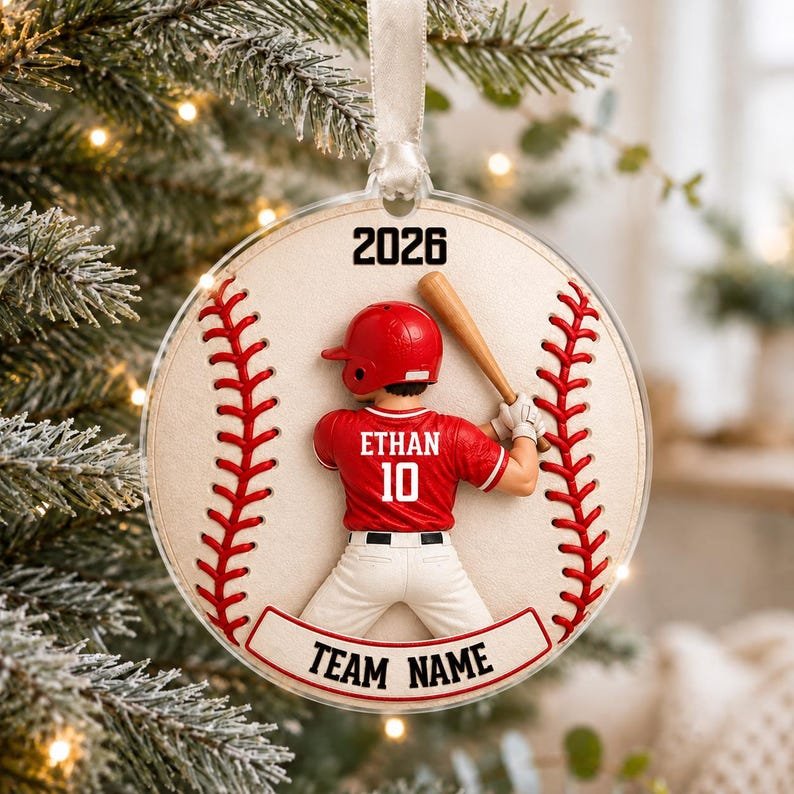 Personalized American Football Ornament 2026, Custom Football Players Christmas Ornament, Boy Baseball Gift, Team Name Jersey Ornament ACRYLICOR01