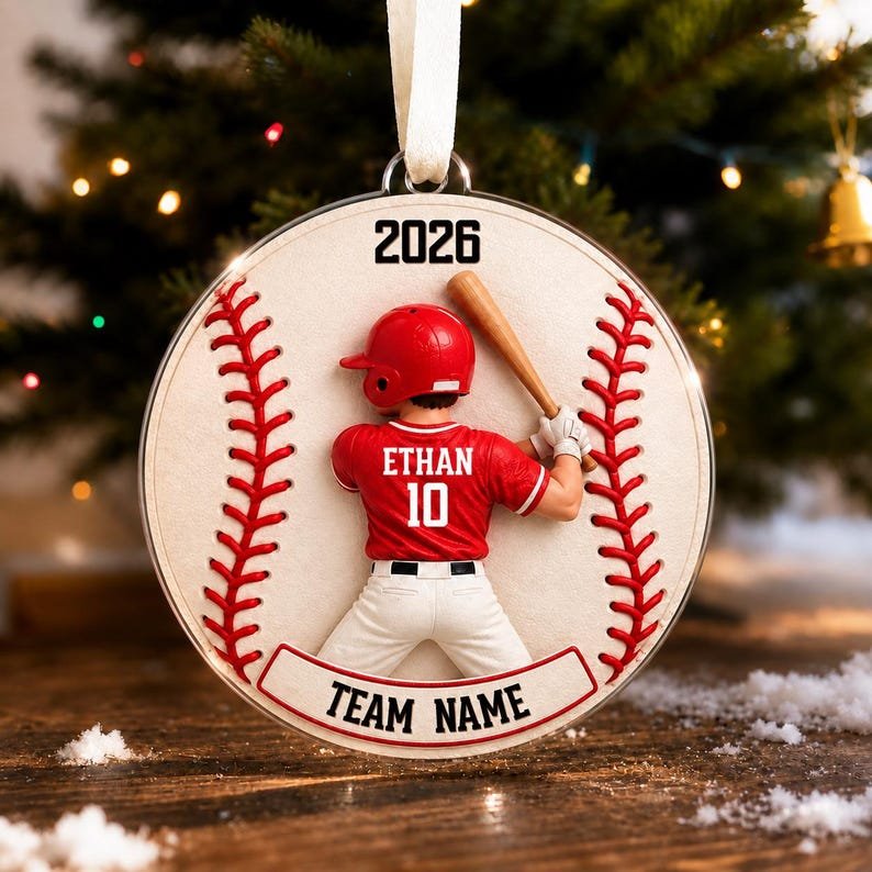 Personalized American Football Ornament 2026, Custom Football Players Christmas Ornament, Boy Baseball Gift, Team Name Jersey Ornament ACRYLICOR01