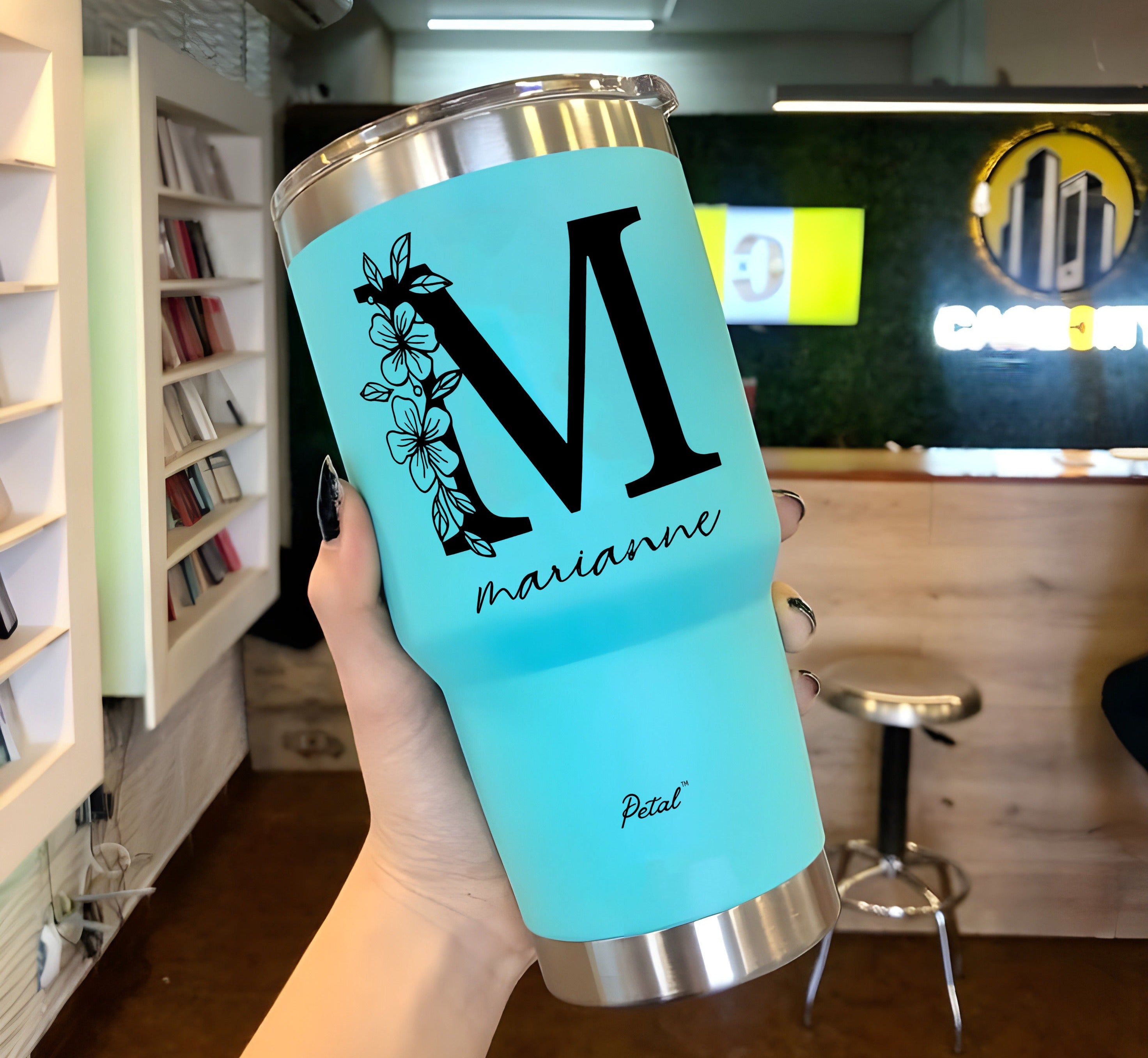 Personalized Flower Girl 30oz Step Tumbler With Name, Stainless Steel Tumblers With Straw Handle, Custom Birth Month Flowers Cup, Birthday Gift