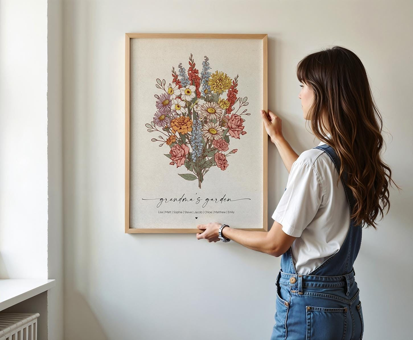 Birth Flowers Family Bouquet Print, Mothers Day Gift for Grandma, Birth Month Flower Art, Custom Birthday Gift For Mom, Personalized Digital