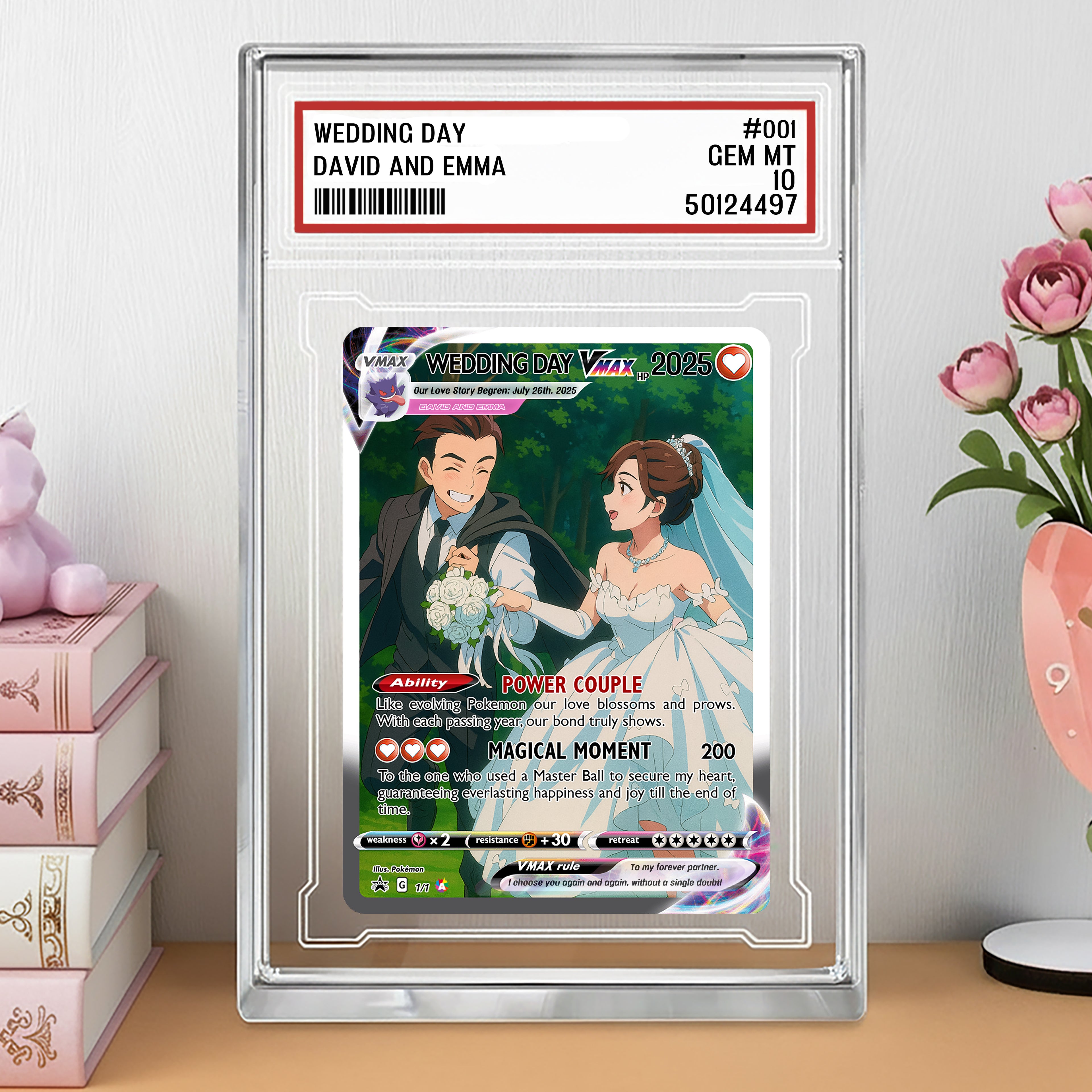 Personalized Poke Love Acrylic Card, Anime Couple Gift with Photo, Anniversary Present for Gamer Husband or Boyfriend, Valentine's Day