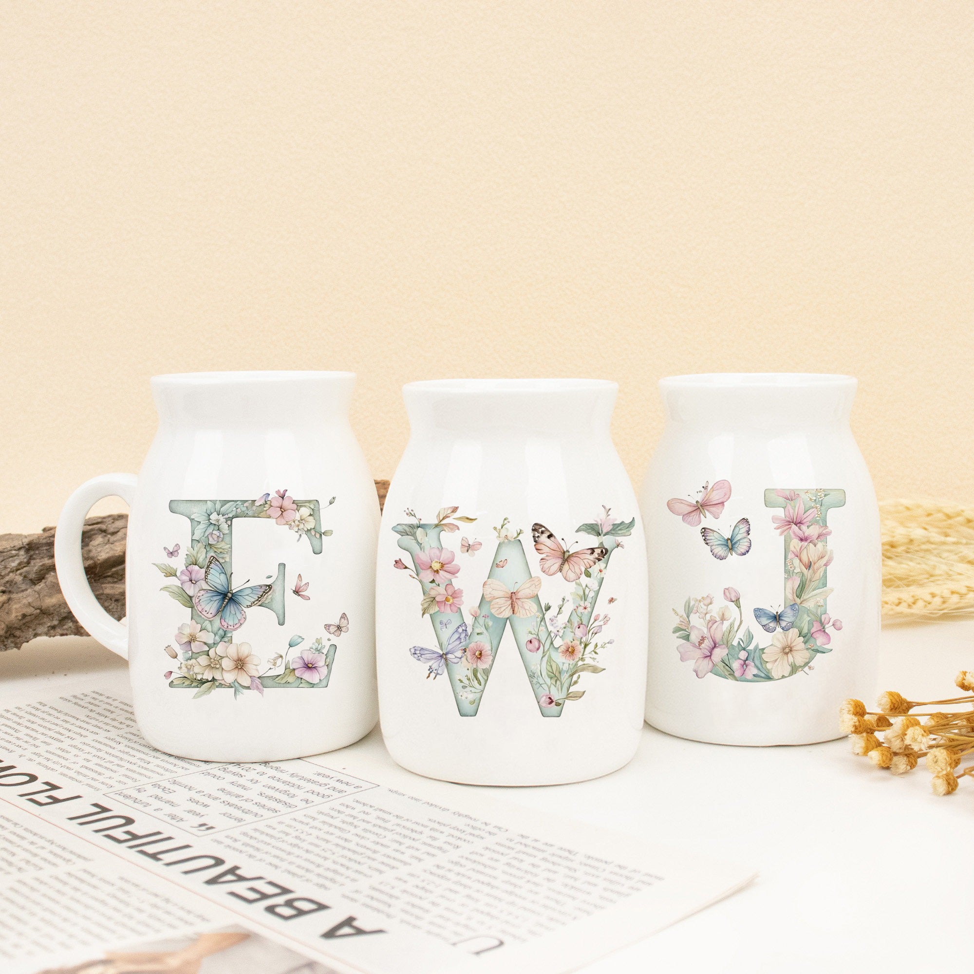 Personalized Ceramic Flower Vase With Name, Custom Floral Pottery, Cute Decorative Vase, Birthday Gift, Bridesmaid Proposal, Gift for Her