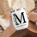 Personalized Flower Girl 12oz Edged Wine Tumbler With Name, Custom Birth Month Flowers Cup, Birthday Gift