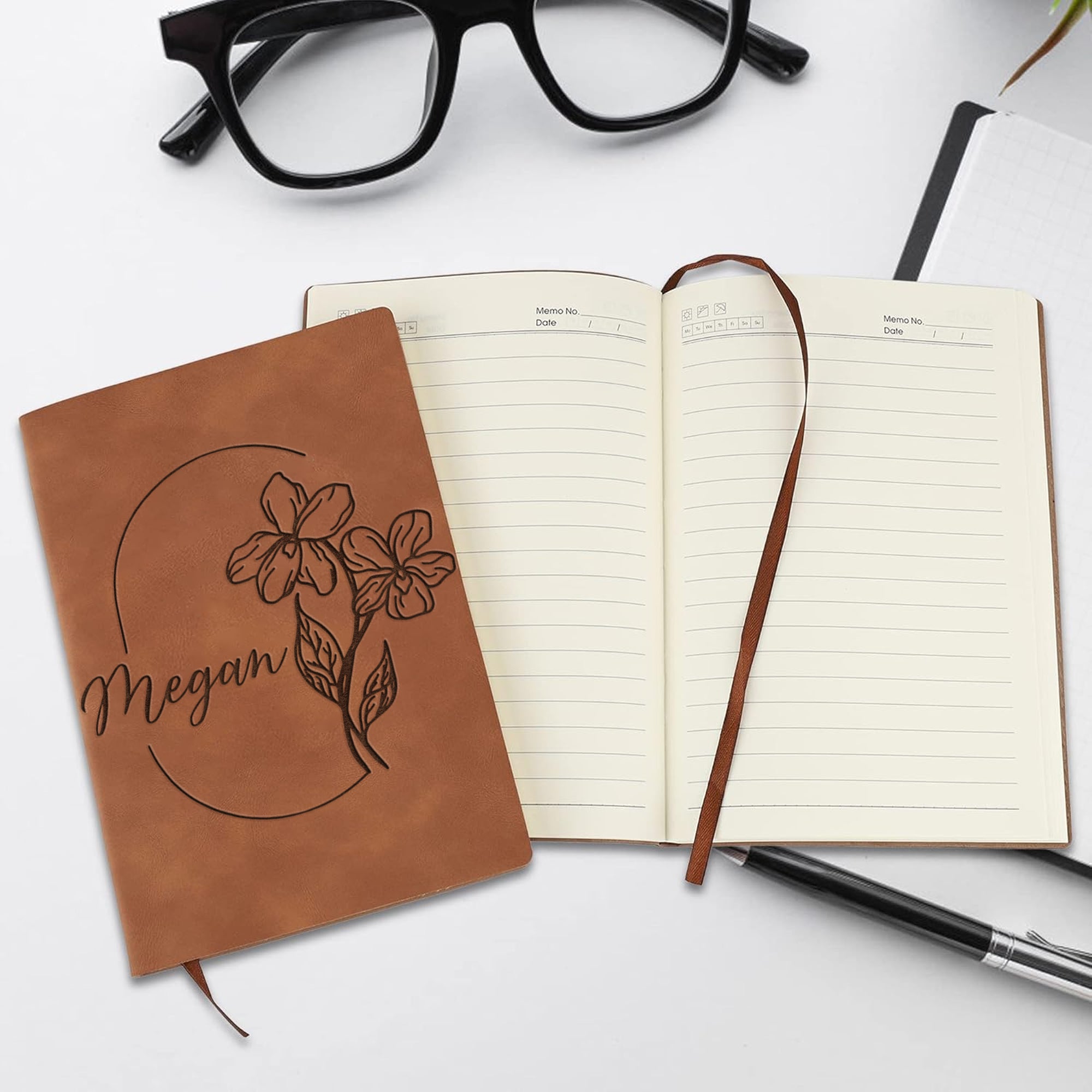 Personalized Birth Flower Notebook With Name, Custom Floral Journal, Writing Diary, Birthday Gift, Bridesmaid Proposal, Gift for Her or Mom