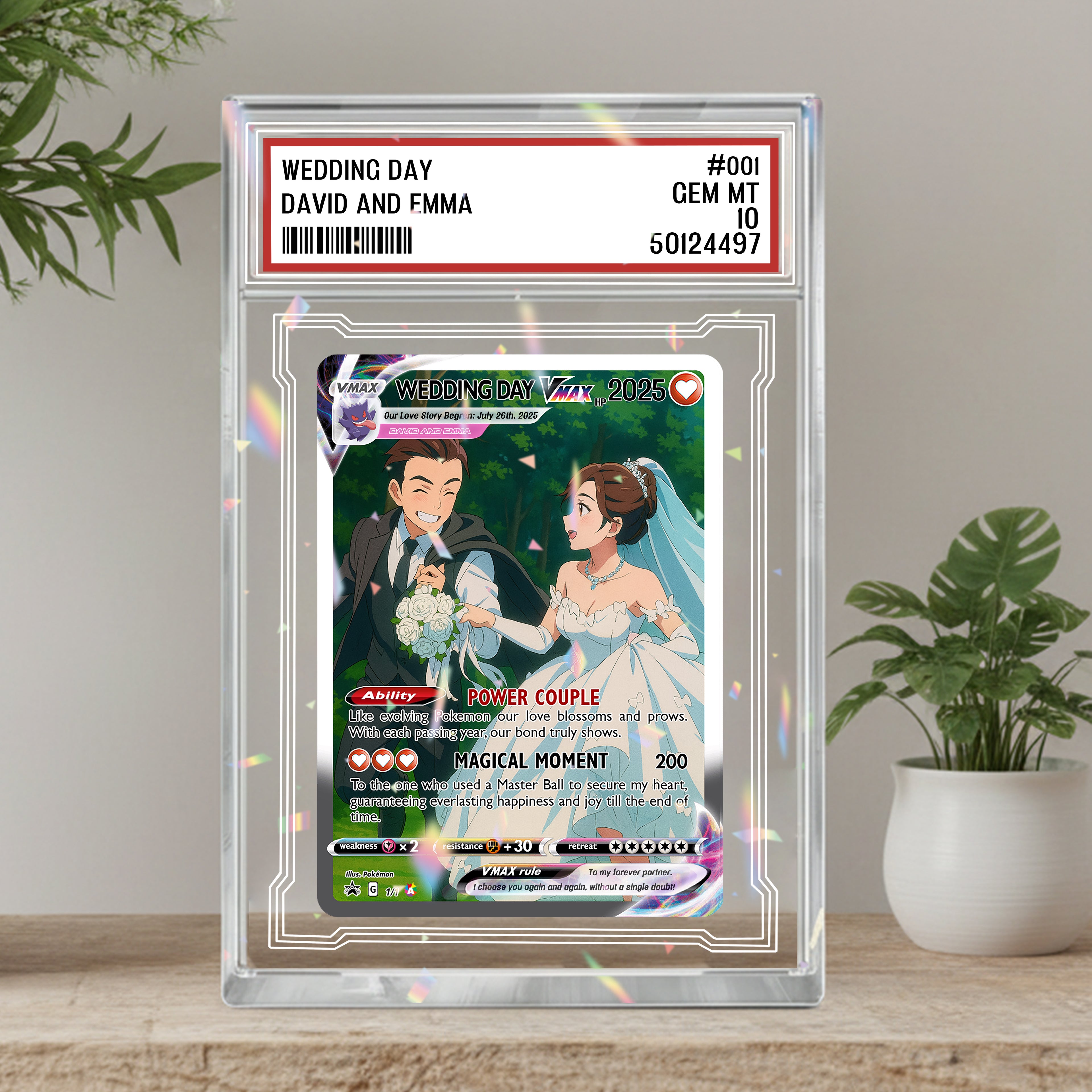 Personalized Poke Love Acrylic Card, Anime Couple Gift with Photo, Anniversary Present for Gamer Husband or Boyfriend, Valentine's Day
