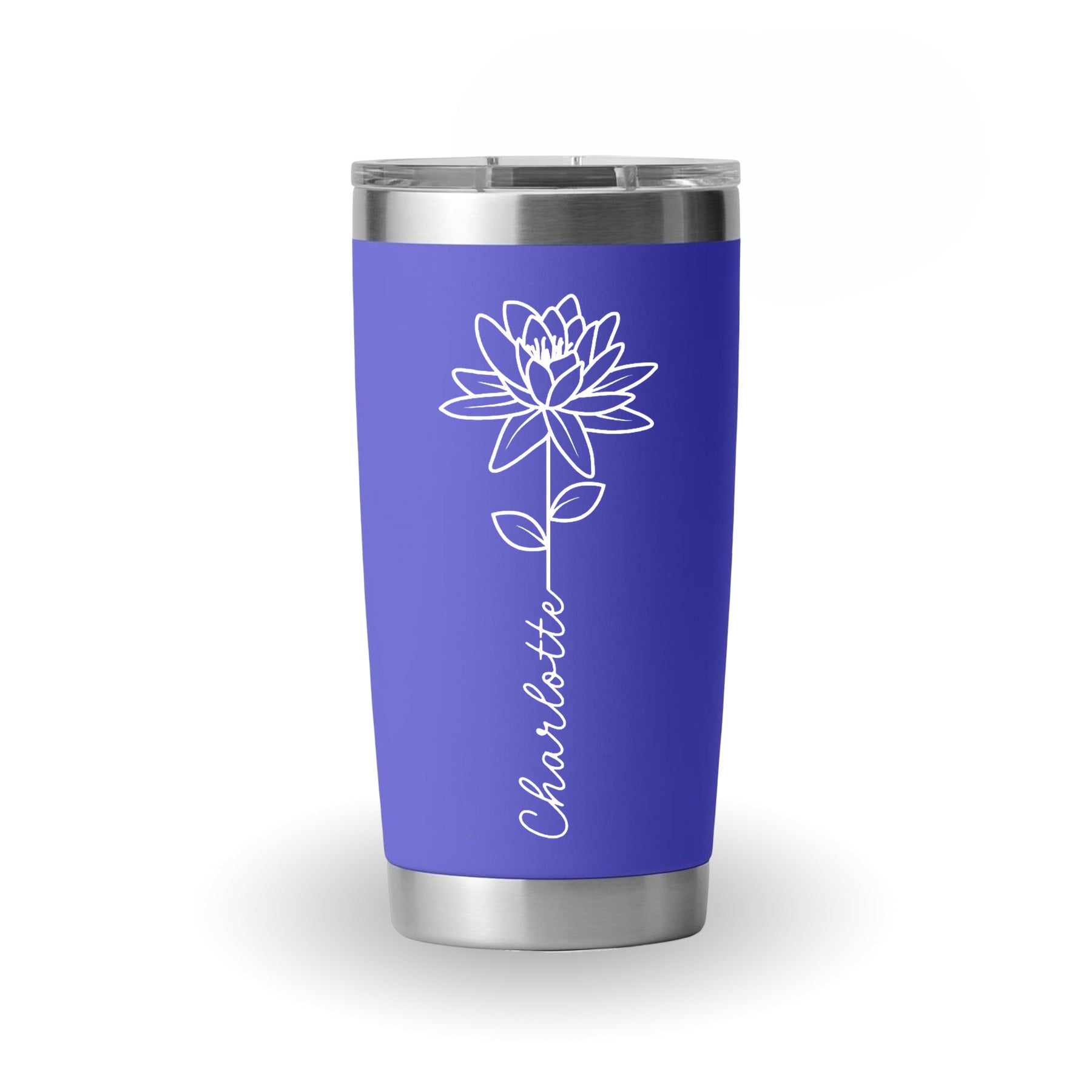 Personalized Birth Flower Tumbler, Custom Stainless Steel Travel Mug with Name, Floral Birthday Gift for Her