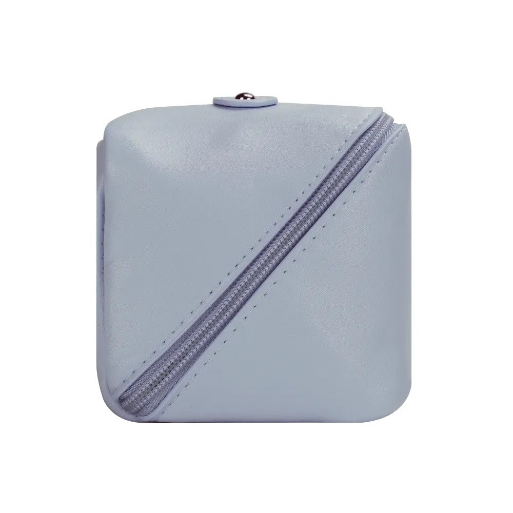 Leather Makeup Bag With Birth Month Flower, Personalized Bridesmaid Gift Bag Pouch, Gift Bag, Bridal Shower Gift, Gift for Her, Christmas Gift