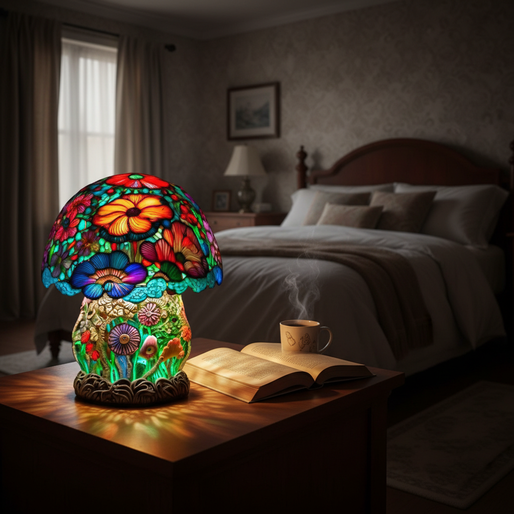 Mushroom LED Night Light, Acrylic Plastic Mushroom Table Lamp, Cute Nature Inspired Decor Light, Cozy Bedroom Night Lamp, Whimsical Gift