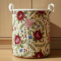 Quilted Laundry Basket Vintage Floral, Cottagecore Flower Storage Bin, Fabric Organizer Hamper for Home Decor. LBPETAL117
