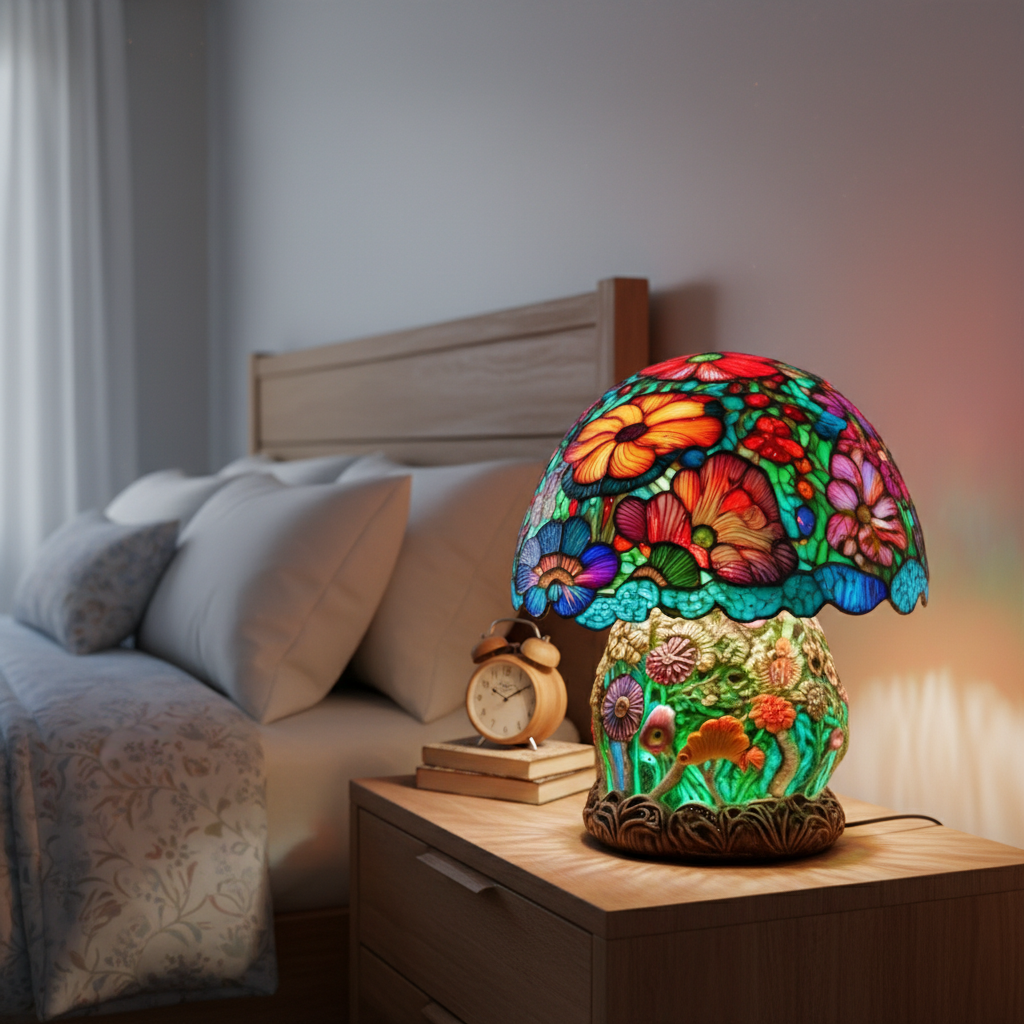 Mushroom LED Night Light, Acrylic Plastic Mushroom Table Lamp, Cute Nature Inspired Decor Light, Cozy Bedroom Night Lamp, Whimsical Gift