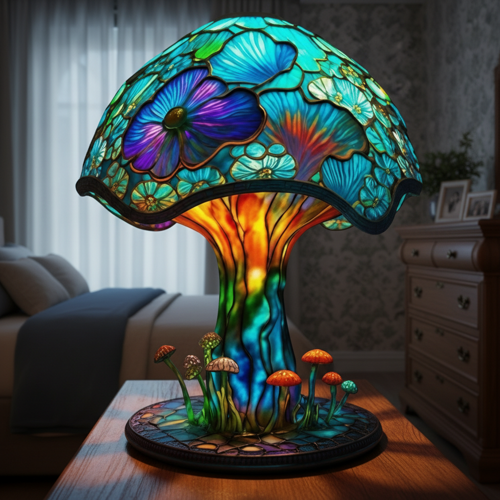 Cute Mushroom LED Night Light, Colorful Acrylic Plastic Table Lamp, Whimsical Mushroom Decor, Soft Warm Glow Night Lamp