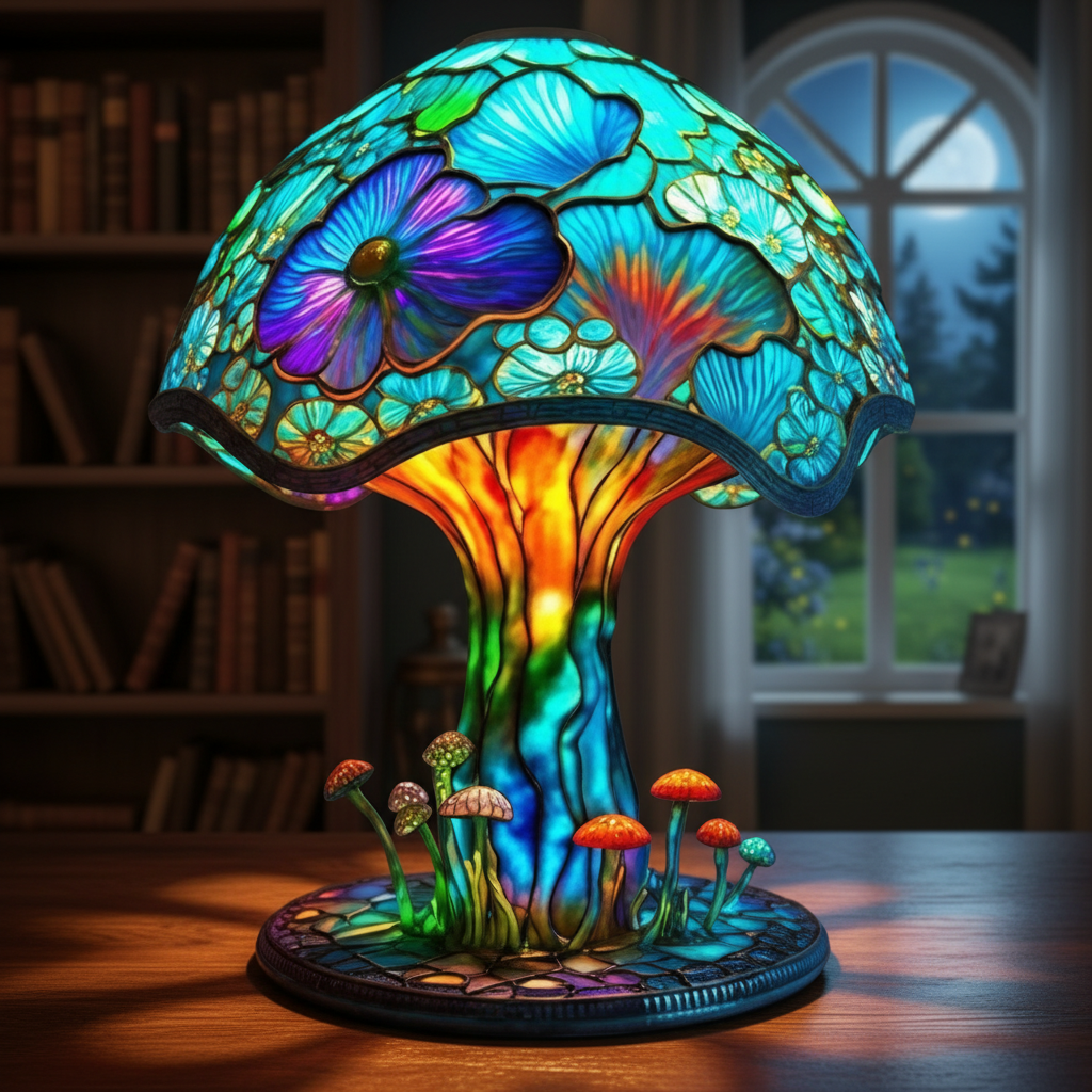 Cute Mushroom LED Night Light, Colorful Acrylic Plastic Table Lamp, Whimsical Mushroom Decor, Soft Warm Glow Night Lamp