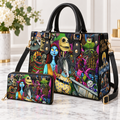 The Nightmare Before Christmas Leather Handbag, Jack Skellington Leather Tote Bag, Skellington Wallet Purse, Custom Bag Gift SBAG03