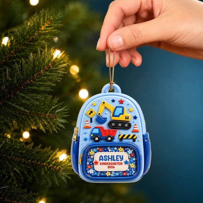 Personalized Backpack Ornament 2026, Kindergarten Ornament, First Day of School Gift, Class Of 2026, 2D Acrylic Christmas Keepsake for Kids ACRYLICOR20