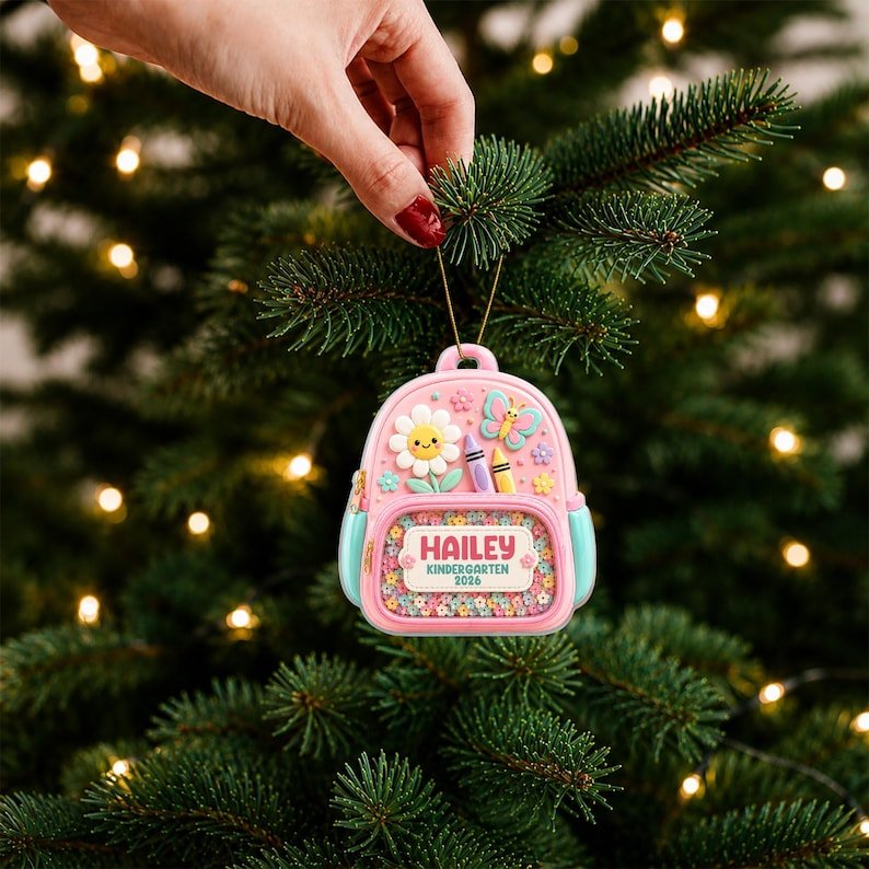Personalized Backpack Ornament 2026, Kindergarten Ornament, First Day of School Gift, Class Of 2026, 2D Acrylic Christmas Keepsake for Kids ACRYLICOR20