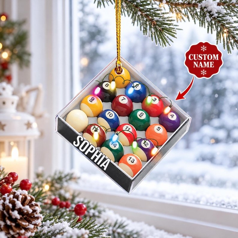 Personalized Billiards Acrylic Ornament, Custom Name Pool Ball Christmas Decoration, Pool Player Keepsake ACRYLICOR21
