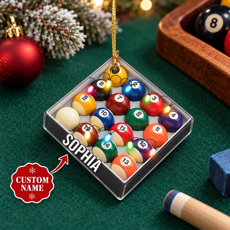 Personalized Billiards Acrylic Ornament, Custom Name Pool Ball Christmas Decoration, Pool Player Keepsake ACRYLICOR21