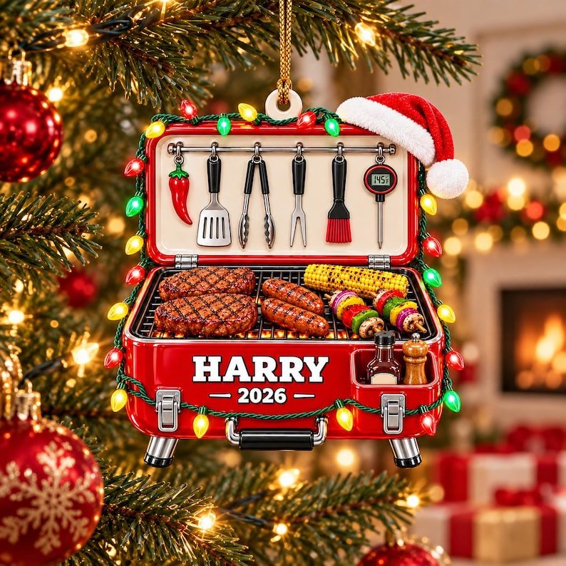 Personalized BBQ Smoker Christmas Ornament, Custom Name Grilling Acrylic Ornament, Christmas Gift for Bbq Lovers, Grill Master Keepsake ACRYLICOR22