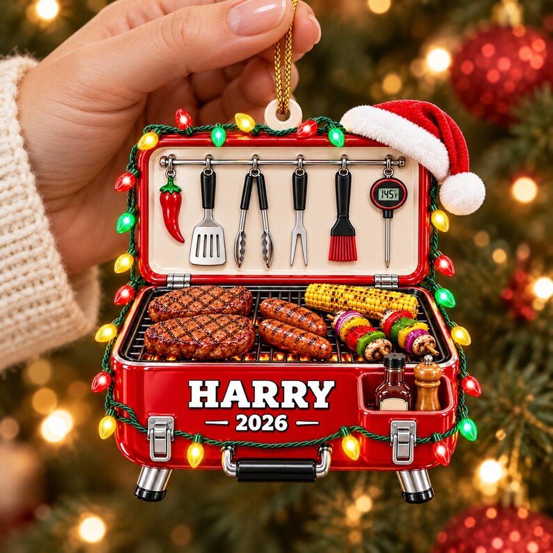 Personalized BBQ Smoker Christmas Ornament, Custom Name Grilling Acrylic Ornament, Christmas Gift for Bbq Lovers, Grill Master Keepsake ACRYLICOR22