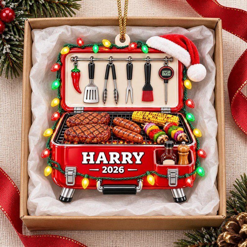 Personalized BBQ Smoker Christmas Ornament, Custom Name Grilling Acrylic Ornament, Christmas Gift for Bbq Lovers, Grill Master Keepsake ACRYLICOR22