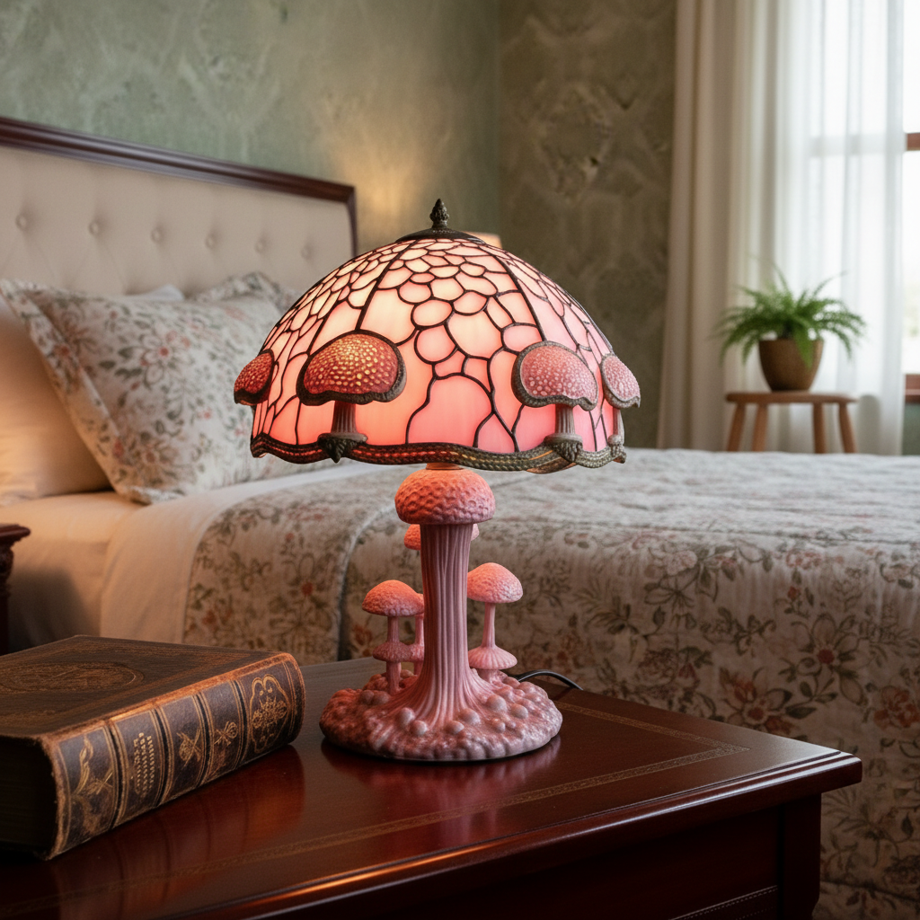 Modern Mushroom LED Night Light, Acrylic Plastic Table Lamp, Minimal Nature Inspired Night Lamp, Cozy Home Decor