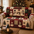 Personalized Christmas Snowman Quilted Sofa Cover, Snowman Sofa Cover, Patchwork Couch Throw, Sofa Protector, Holiday Sofa Decor QUILTSOFA20