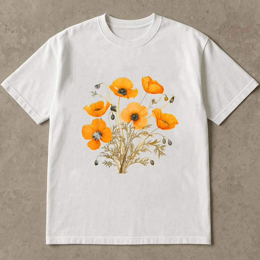 Vintage Poppy Shirt, Red Wildflower Graphic Tee, Botanical Illustration T-Shirt, Floral Aesthetic Top, Retro Nature Shirt