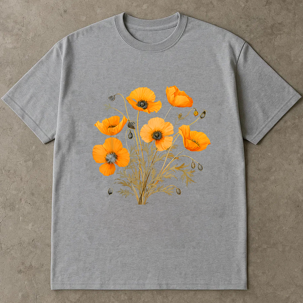 Vintage Poppy Shirt, Red Wildflower Graphic Tee, Botanical Illustration T-Shirt, Floral Aesthetic Top, Retro Nature Shirt