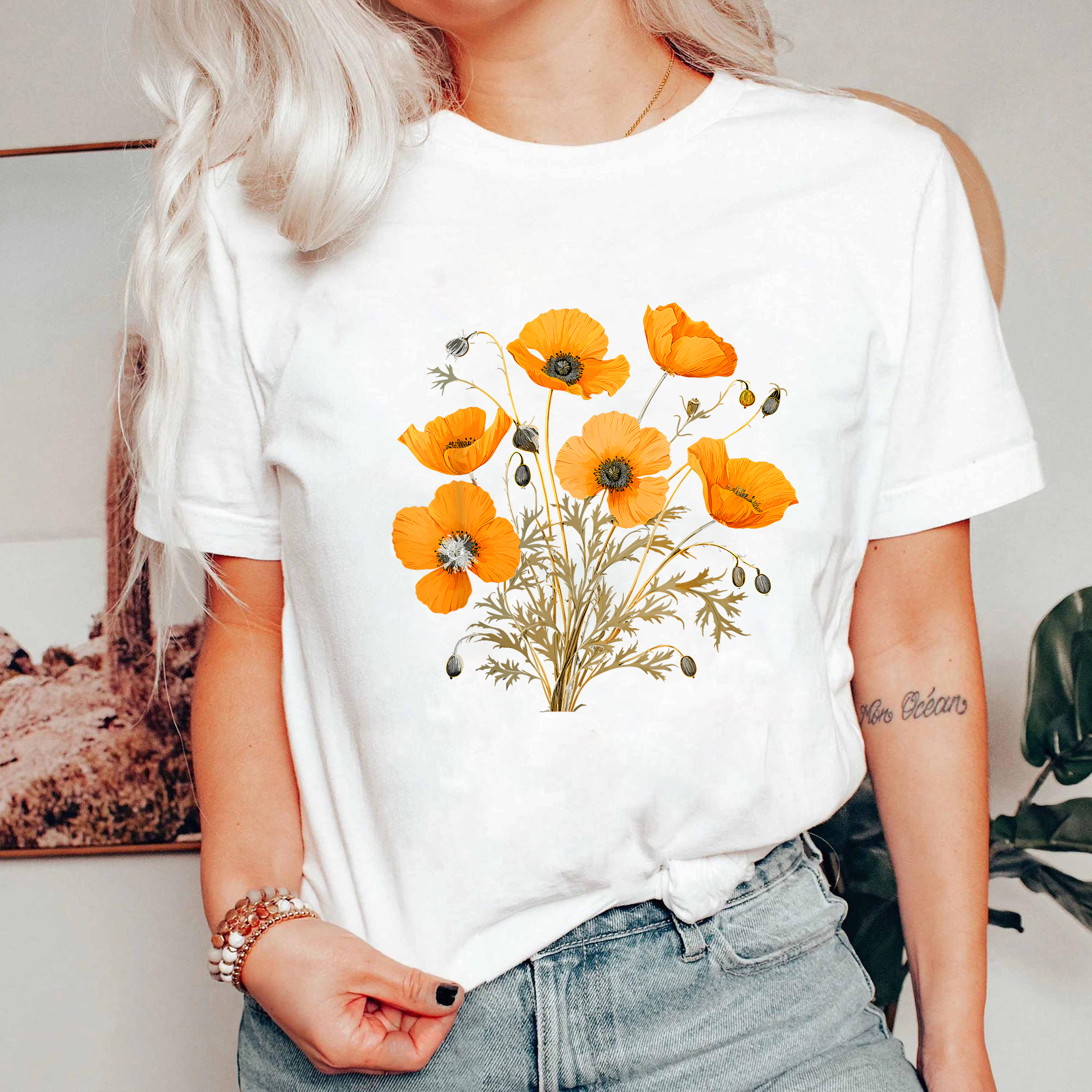Vintage Poppy Shirt, Red Wildflower Graphic Tee, Botanical Illustration T-Shirt, Floral Aesthetic Top, Retro Nature Shirt