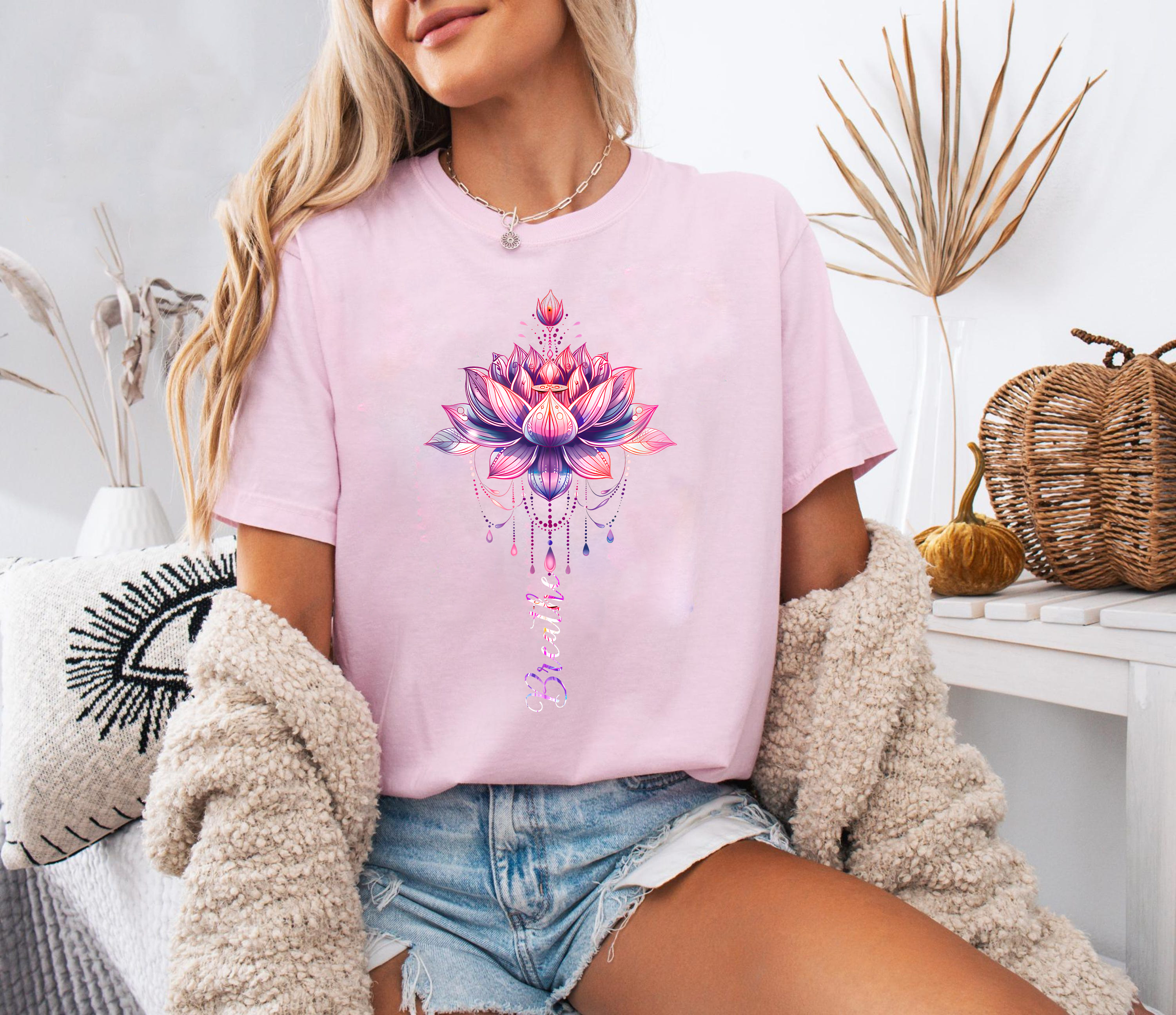 Lotus Flower Breathe Shirt, Yoga Meditation Tee, Spiritual Lotus Graphic T-Shirt, Mindfulness Relaxation Gift