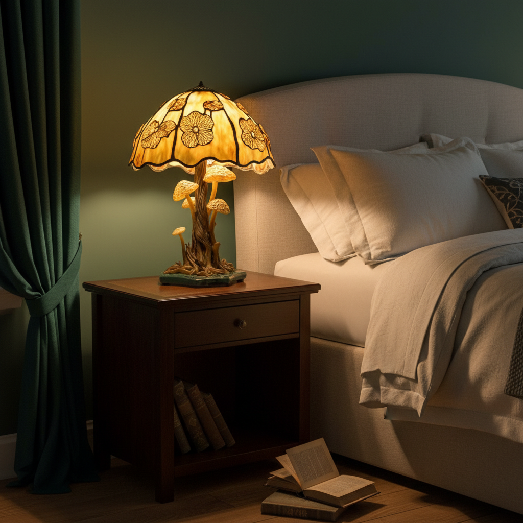 Multicolored LED Night Light, Acrylic Plastic Mushroom Table Lamp, Cute Nature Inspired Decor Light, Cozy Bedroom Night Lamp, Whimsical Gift