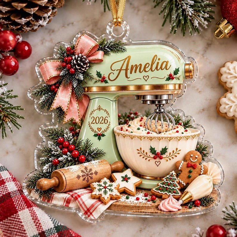 Personalized Baker Christmas Ornament 2026, Custom Baking Mixer Decor, Kitchen Keepsake Gift for Home Baker, Pastry Chef ACRYLICOR24
