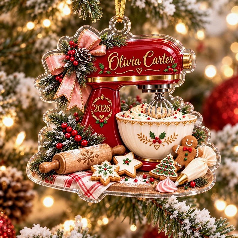 Personalized Baker Christmas Ornament 2026, Custom Baking Mixer Decor, Kitchen Keepsake Gift for Home Baker, Pastry Chef ACRYLICOR24