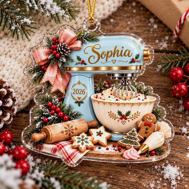 Personalized Baker Christmas Ornament 2026, Custom Baking Mixer Decor, Kitchen Keepsake Gift for Home Baker, Pastry Chef ACRYLICOR24