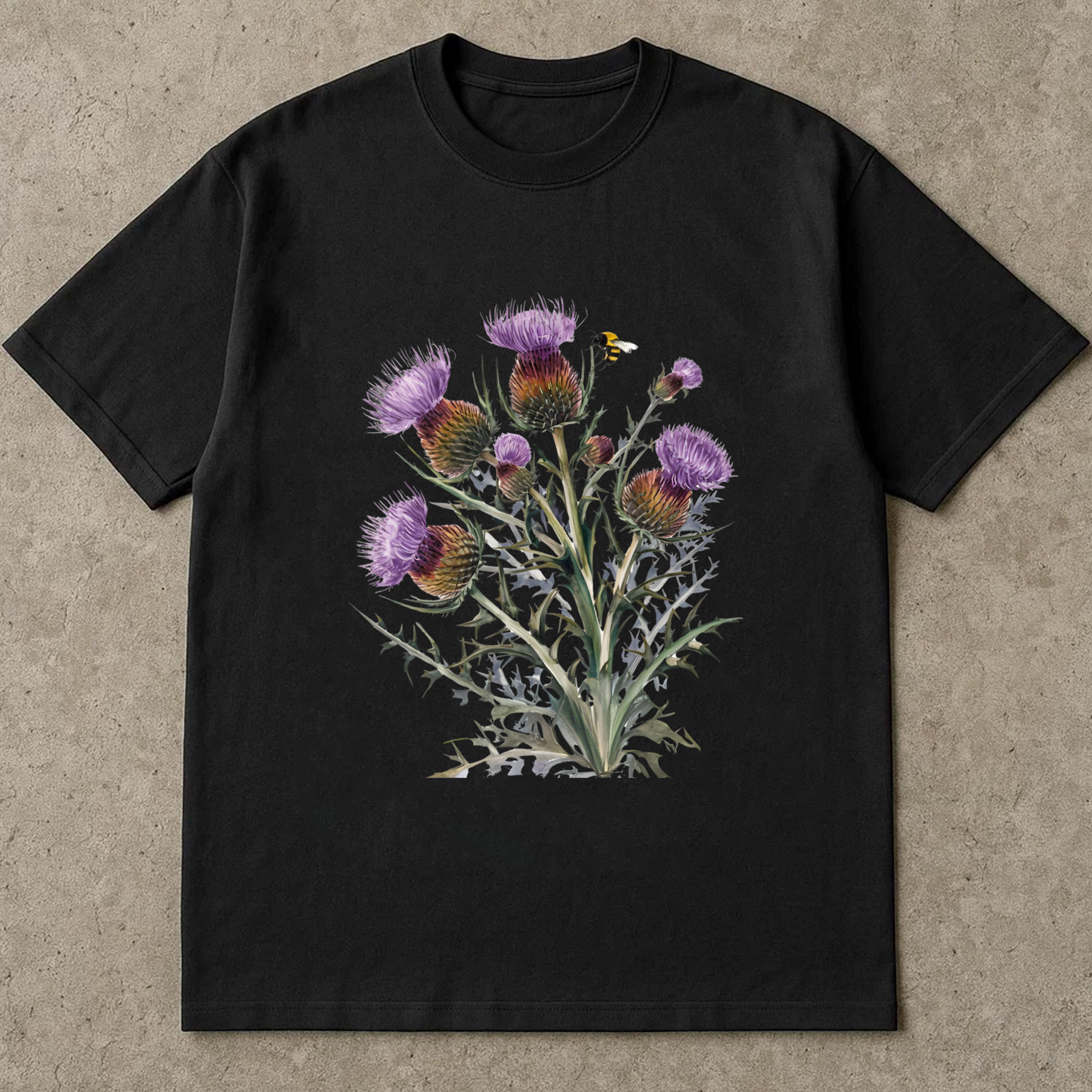 Vintage Thistle Shirt, Botanical Wildflower Tee, Scottish Flower Graphic T-Shirt, Retro Nature Top, Aesthetic Floral Shirt