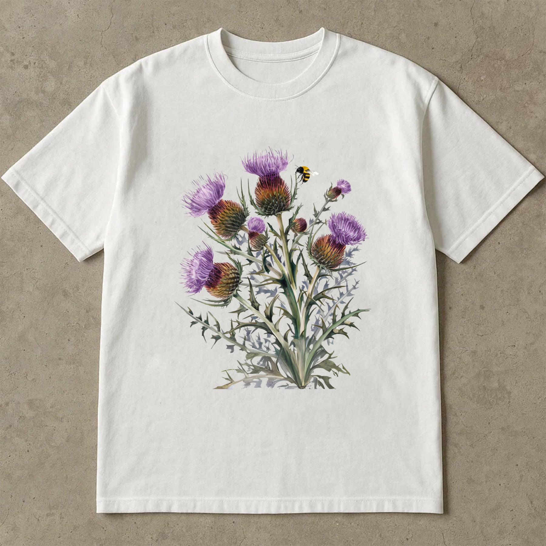Vintage Thistle Shirt, Botanical Wildflower Tee, Scottish Flower Graphic T-Shirt, Retro Nature Top, Aesthetic Floral Shirt