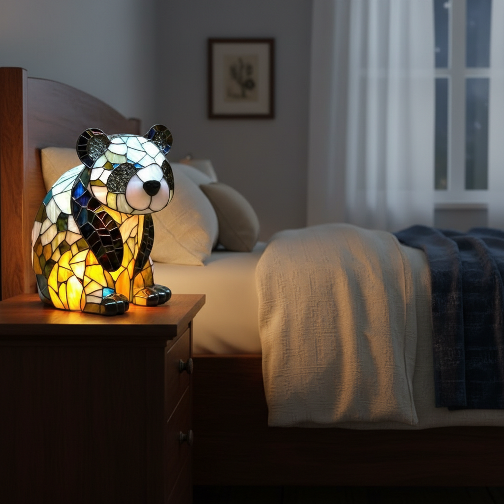 Cute Panda LED Night Light, Acrylic Plastic Panda Table Lamp, Artistic Decorative Night Lamp, Cozy Bedroom Light, Animal Lover Gift