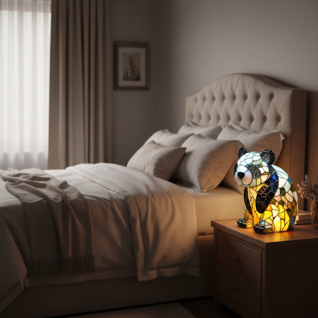 Cute Panda LED Night Light, Acrylic Plastic Panda Table Lamp, Artistic Decorative Night Lamp, Cozy Bedroom Light, Animal Lover Gift