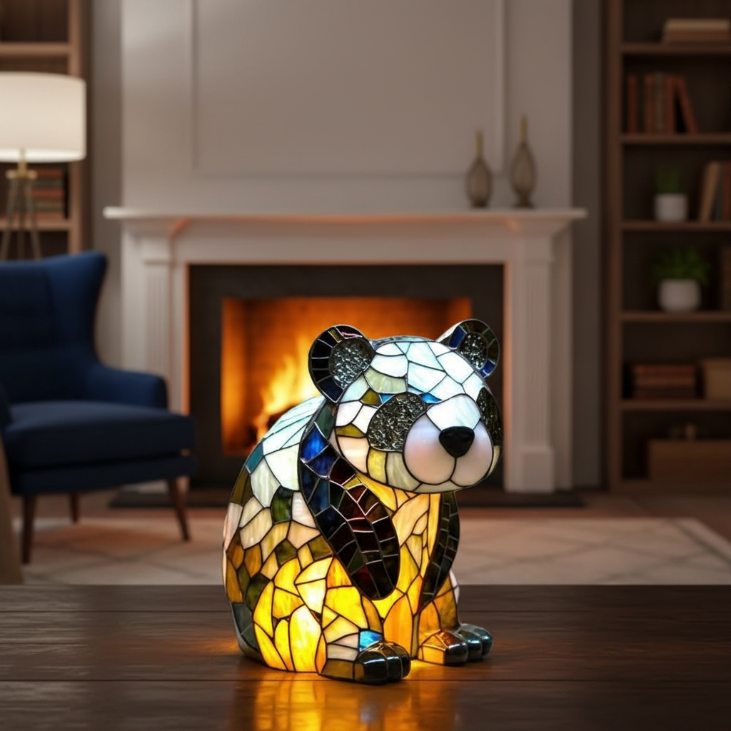 Cute Panda LED Night Light, Acrylic Plastic Panda Table Lamp, Artistic Decorative Night Lamp, Cozy Bedroom Light, Animal Lover Gift