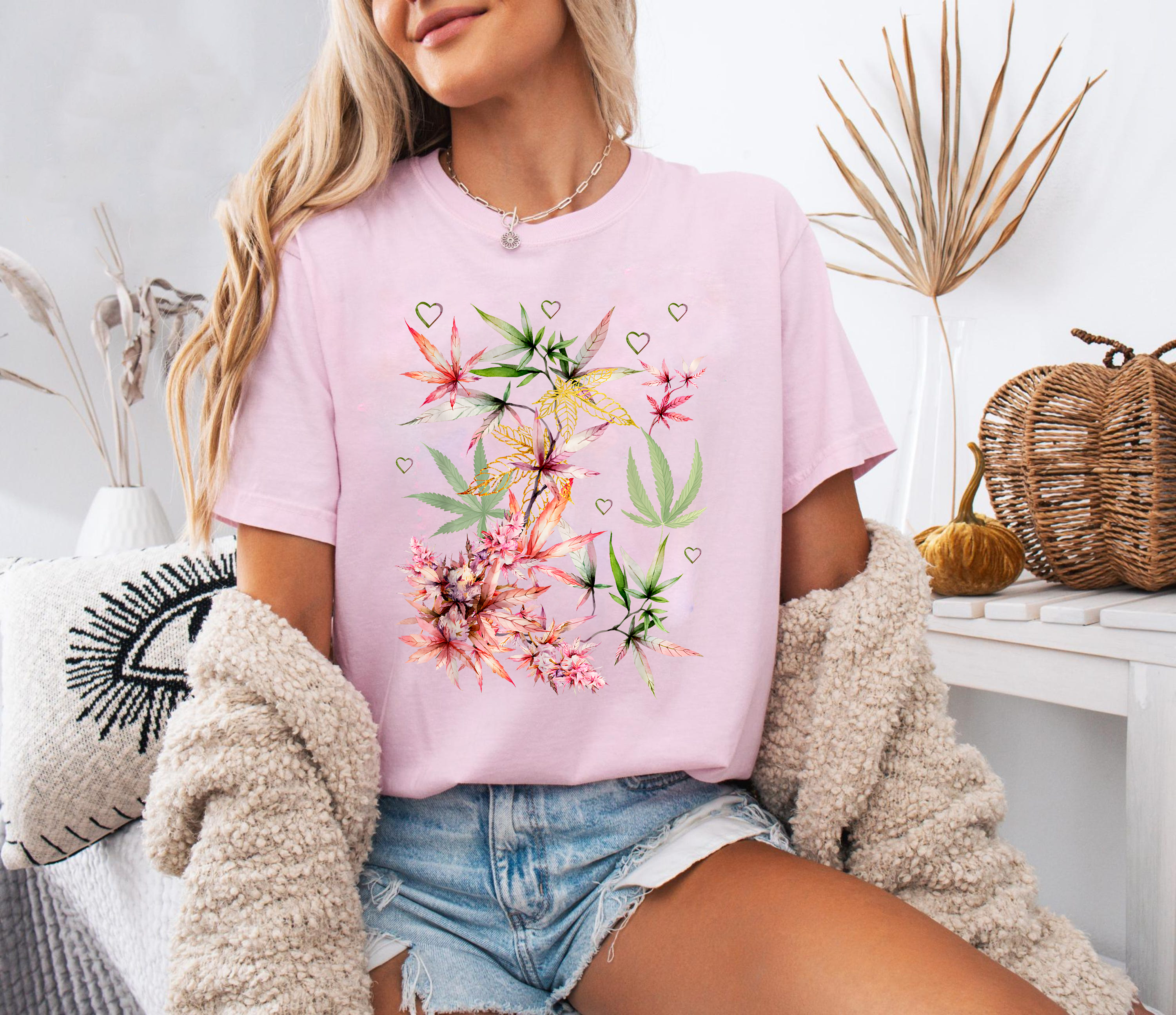 Cannabis Leaf Shirt, Trippy Marijuana Graphic Tee, Boho Stoner T-Shirt, Festival Rave Weed Shirt, Colorful Hippie Tee