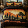 Landscape Quilted Bedding Set, Tree Pattern Bedspread with Pillowcases, Festive Winter Bedroom Decor, Bedding Decor PTBED59
