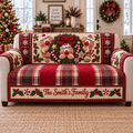 Personalized Gingerbread Christmas Pattern Quilted Sofa Cover, Gingerbread Sofa Cover, Patchwork Couch Throw, Sofa Protector, Holiday Sofa Decor QUILTSOFA23