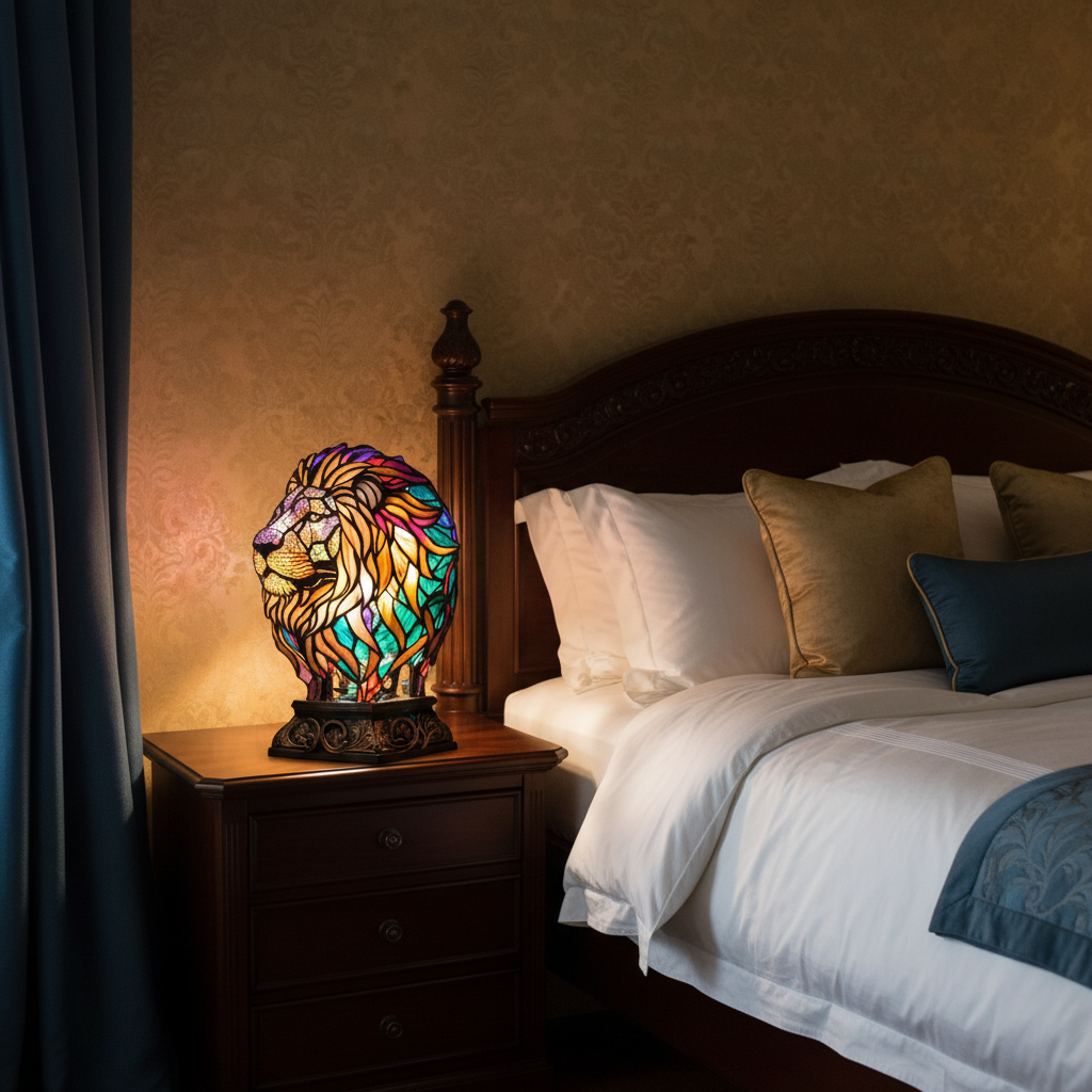 Lion LED Table Light, Acrylic Plastic Lion Animal Desk Lamp, Artistic Lion Night Light, Cozy Bedroom and Home Decor