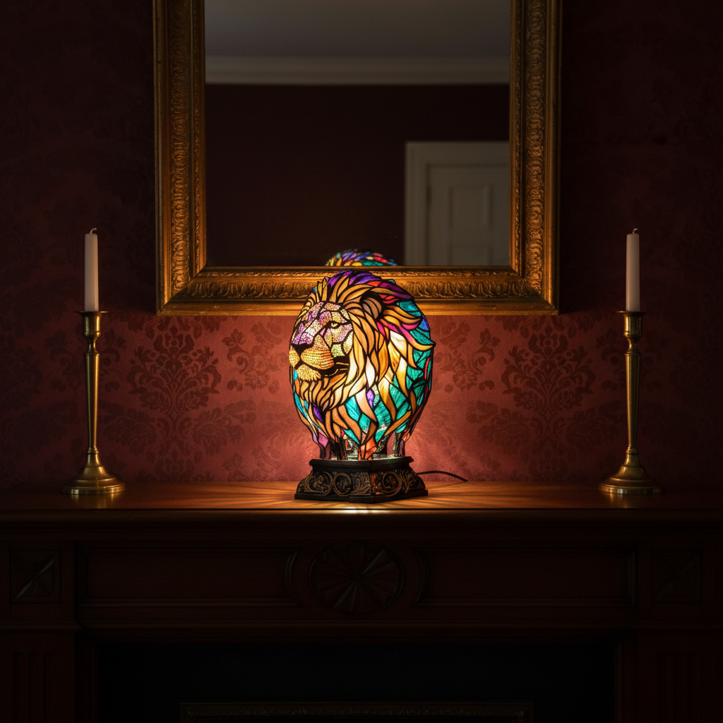 Lion LED Table Light, Acrylic Plastic Lion Animal Desk Lamp, Artistic Lion Night Light, Cozy Bedroom and Home Decor